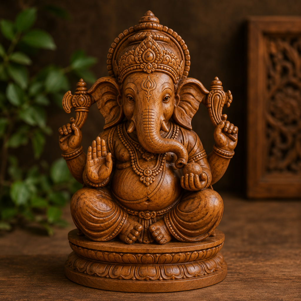 Handmade Wooden Ganesh Idol