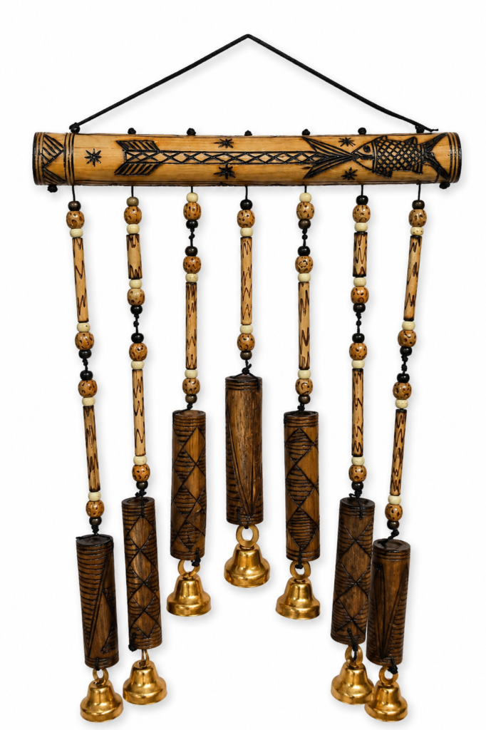 Handmade Bamboo Wind Chime with Brass Bells – Bastar Tribal Handcrafted Hanging Decor